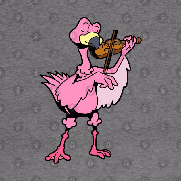 Cartoon flamingo playing the violin by Modern Medieval Design